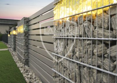 Gabion fencing with glass stone and LED lighting